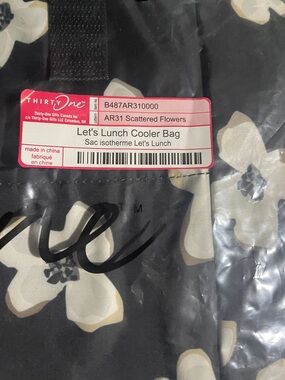 thirty-one Black Cooler Bag with Cream Floral Print